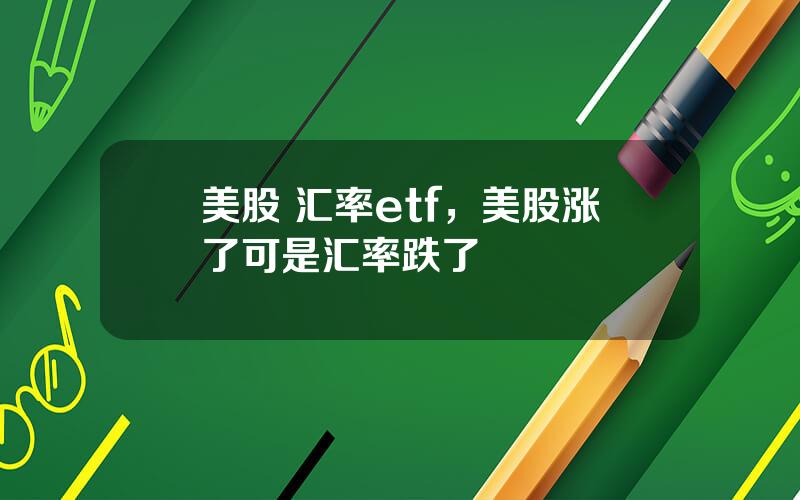 美股 汇率etf，美股涨了可是汇率跌了